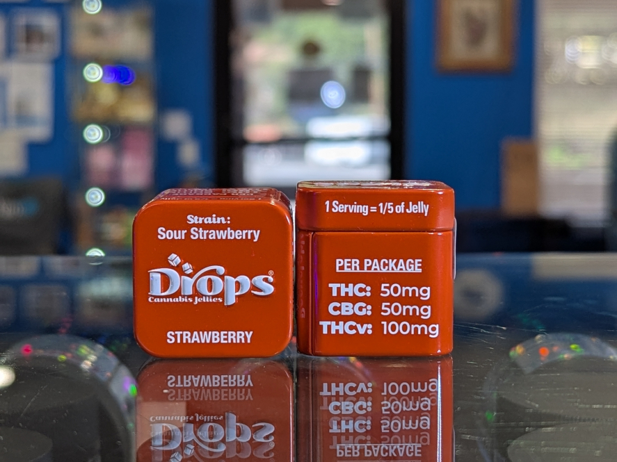 Drops Strawberry Pure Energy 50mg THC: 50mg CBG: 100mg THCv 2pc Gummies