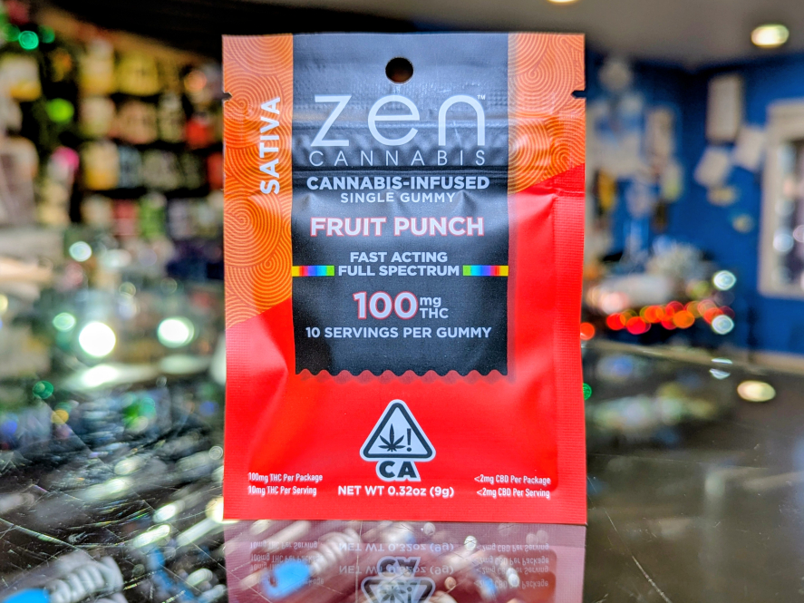 ZEN Sativa Fruit Punch Single 100mg THC Edibles