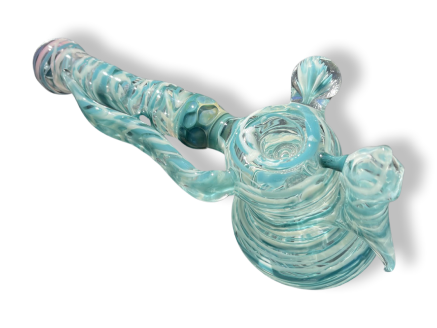 Custom Teal Gold Kiss Bubbler