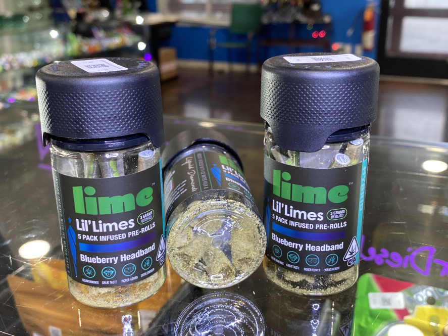 Lil Limes Blueberry Headband Diamond & Hash Infused 3g Preroll 5-pack