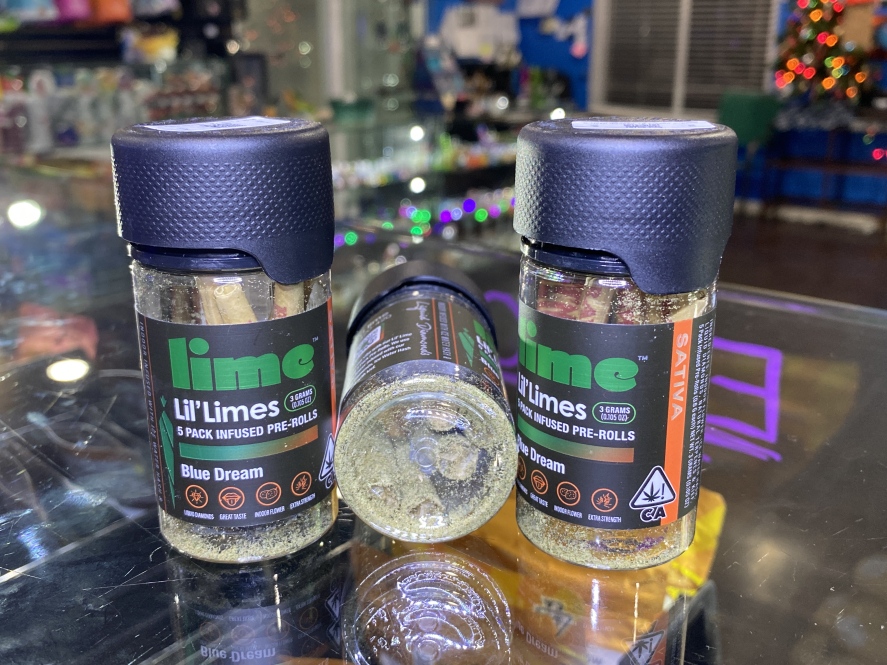 Lil Limes Blue Dream Diamond & Hash Infused 3g Preroll 5-pack