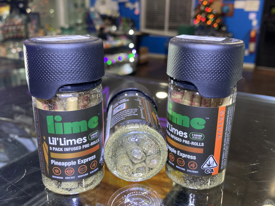 Lil Lime Pineapple Express Diamond & Hash Infused 3g Preroll 5-Pack